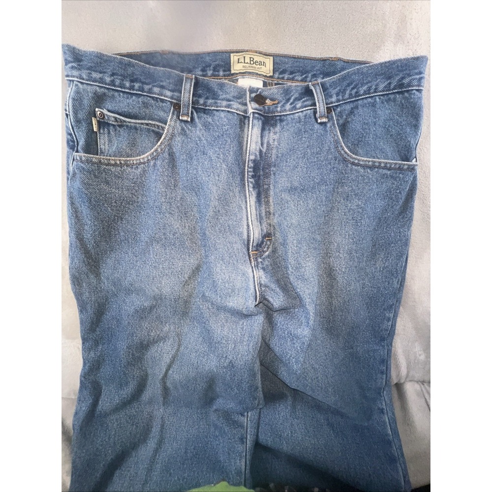 LL Bean Flannel-Lined Jeans Mens Size 38x30 Blue Denim Classic
